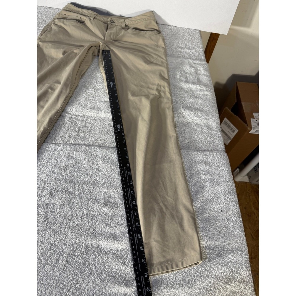 Lululemon Commission Slim Fit Warpstreme Pants Khaki Tan Mens 30x29 Chino - Picture 8 of 16